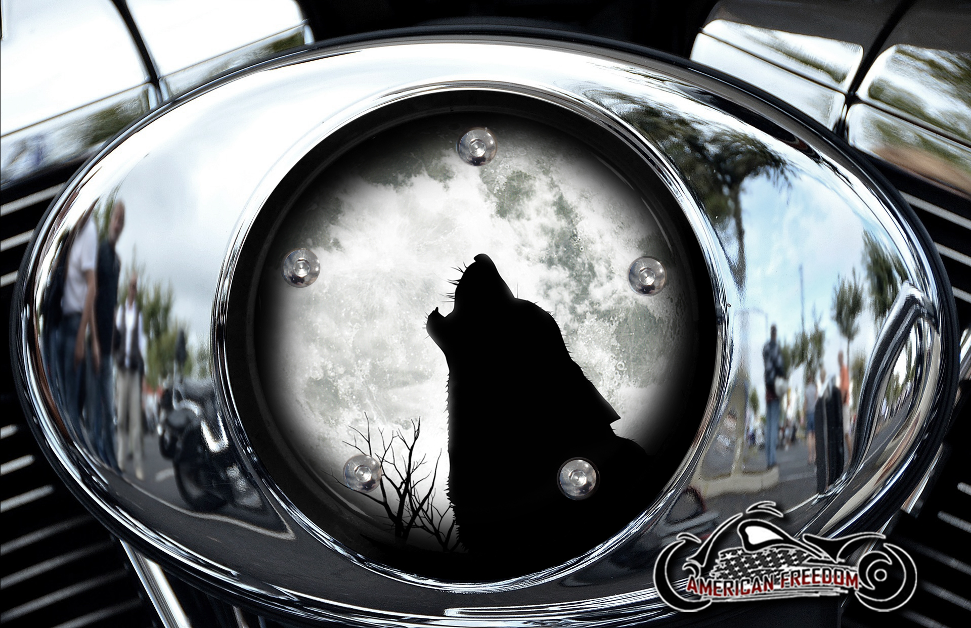 Custom Air Cleaner Cover - Howling Wolf